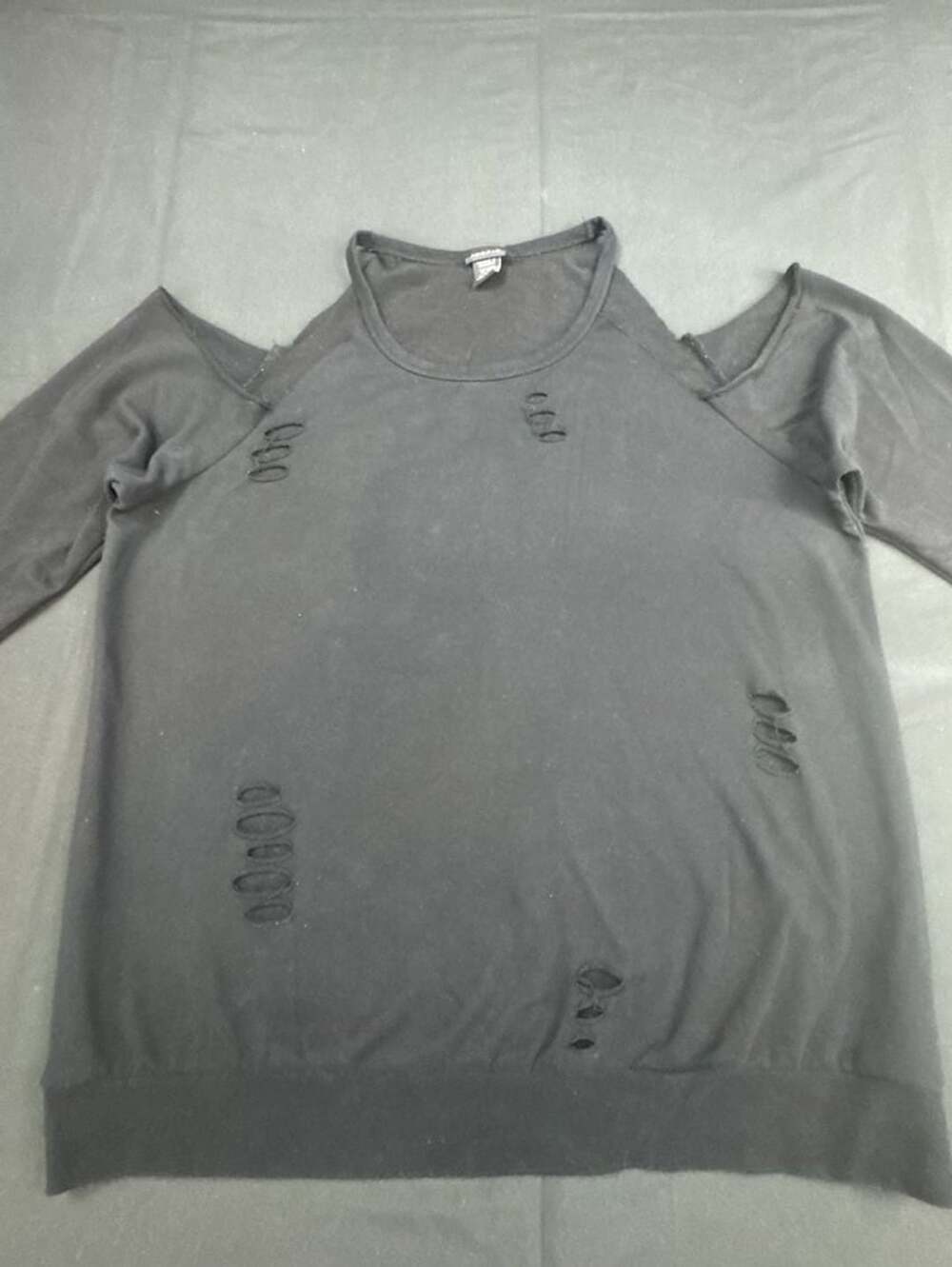 Torrid Distressed Cold Shoulder Top Size 2 Black Cotton